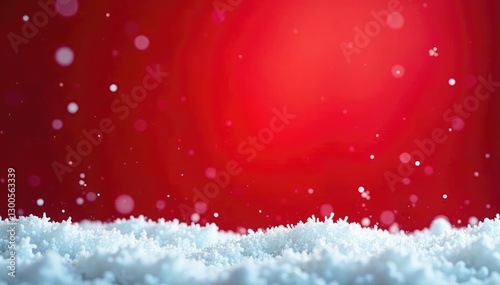 Soft falling snowflakes on a festive red backdrop, winter, christmas