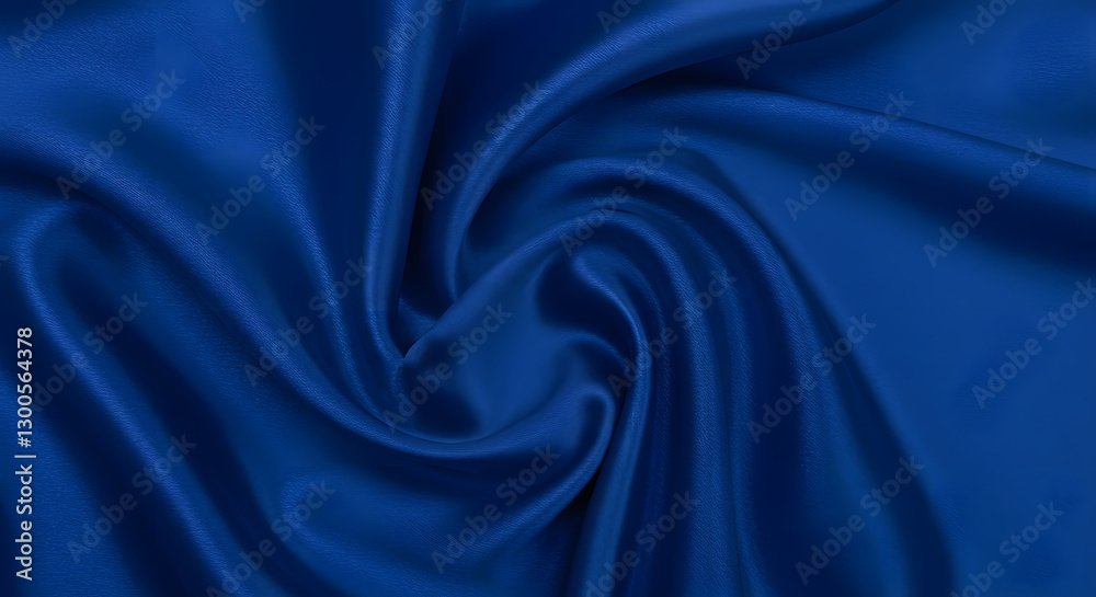 Fototapeta premium Ryal blue Satin Background - Soft Folds for Romantic or Luxury Themes, royal blue Silk Satin - Glossy Fabric with Elegant Wavy Patterns