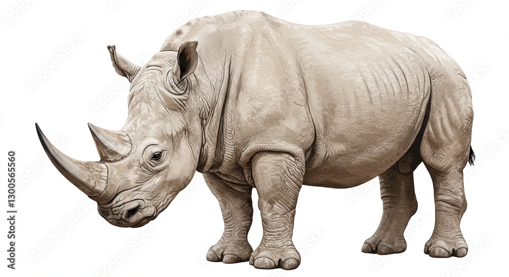 Obraz premium Majestic White Rhino Wildlife Animal African Safari Endangered Species Nature Illustration