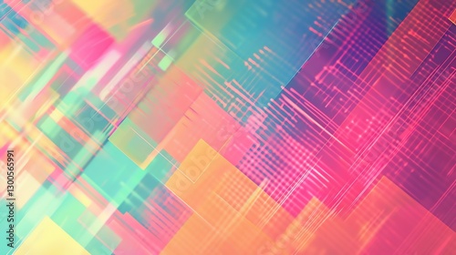 Abstract background with colorful geometric shapes.