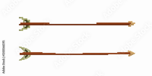 Simple pixel art style arrows with brown shafts and stone tips, each with green feather fletching.