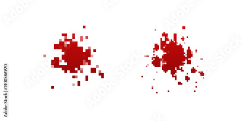 Two pixelated red splashes create a dynamic digital design, emphasizing modern abstract art elements.