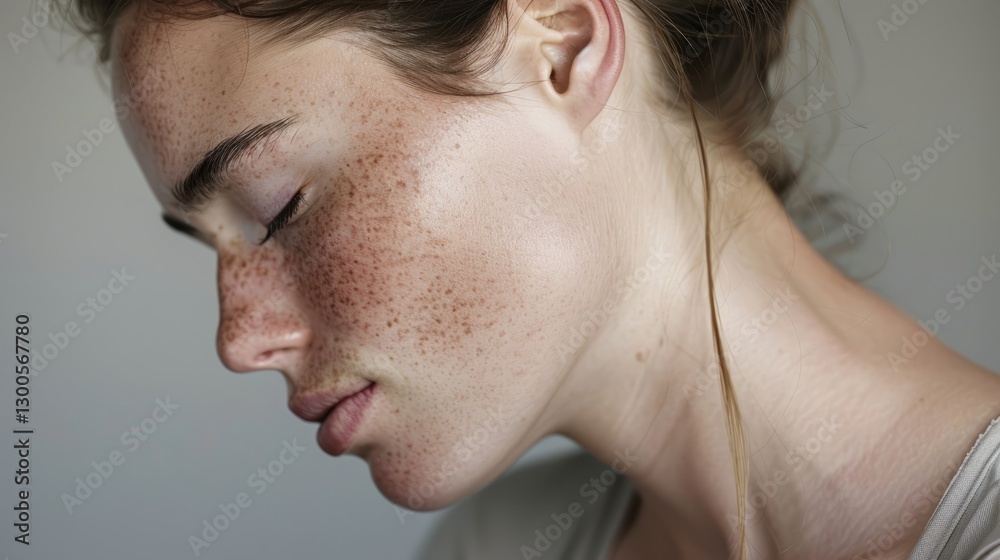 Obraz premium Woman with freckles sleeping