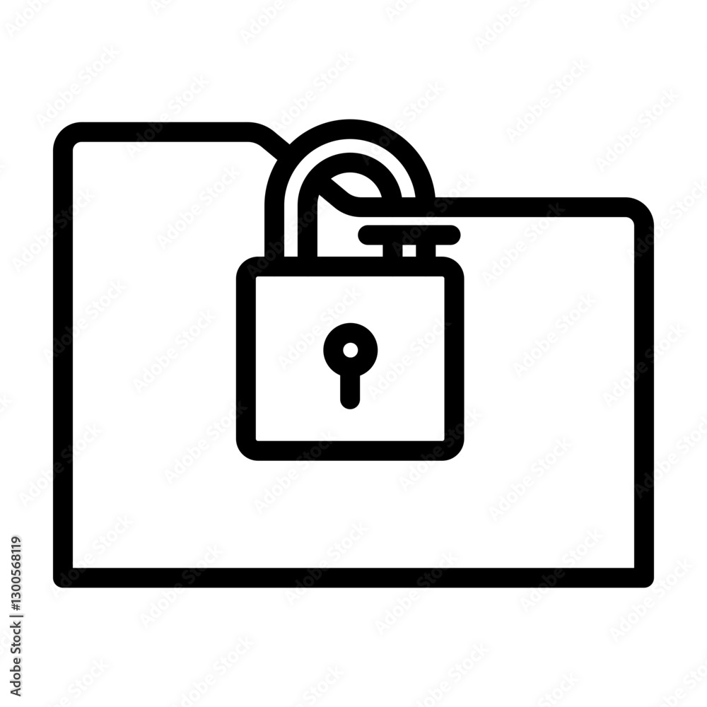 Locked Folder Vector Line Icon Design Locked Folder Vector Line Icon Design
