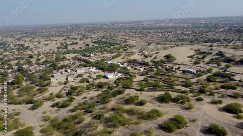 aerial view of tharparkar village ( Rotation shot)