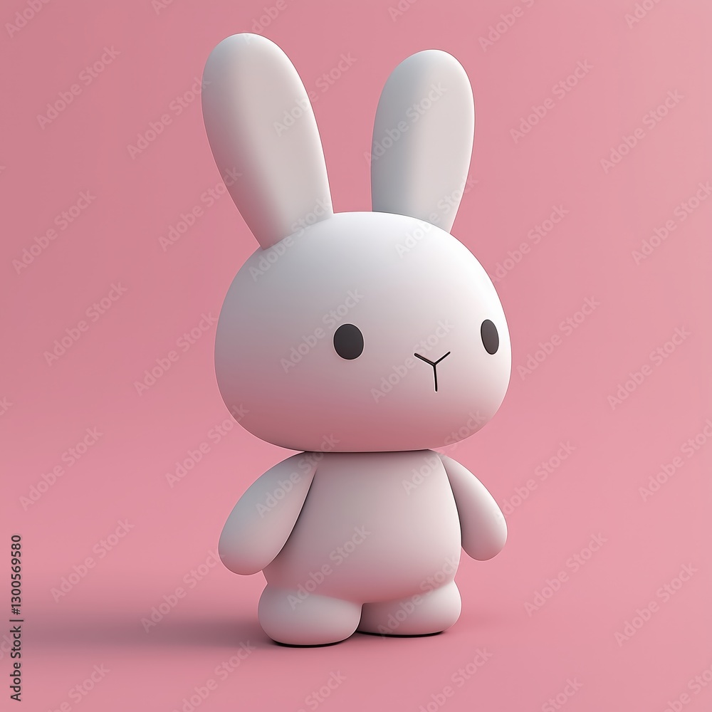 A charming bunny stands against a soft pink backdrop its minimalist design evoking feelings of innocence and spring A charming bunny stands against a soft pink backdrop its minimalist design evoking feelings of innocence and spring