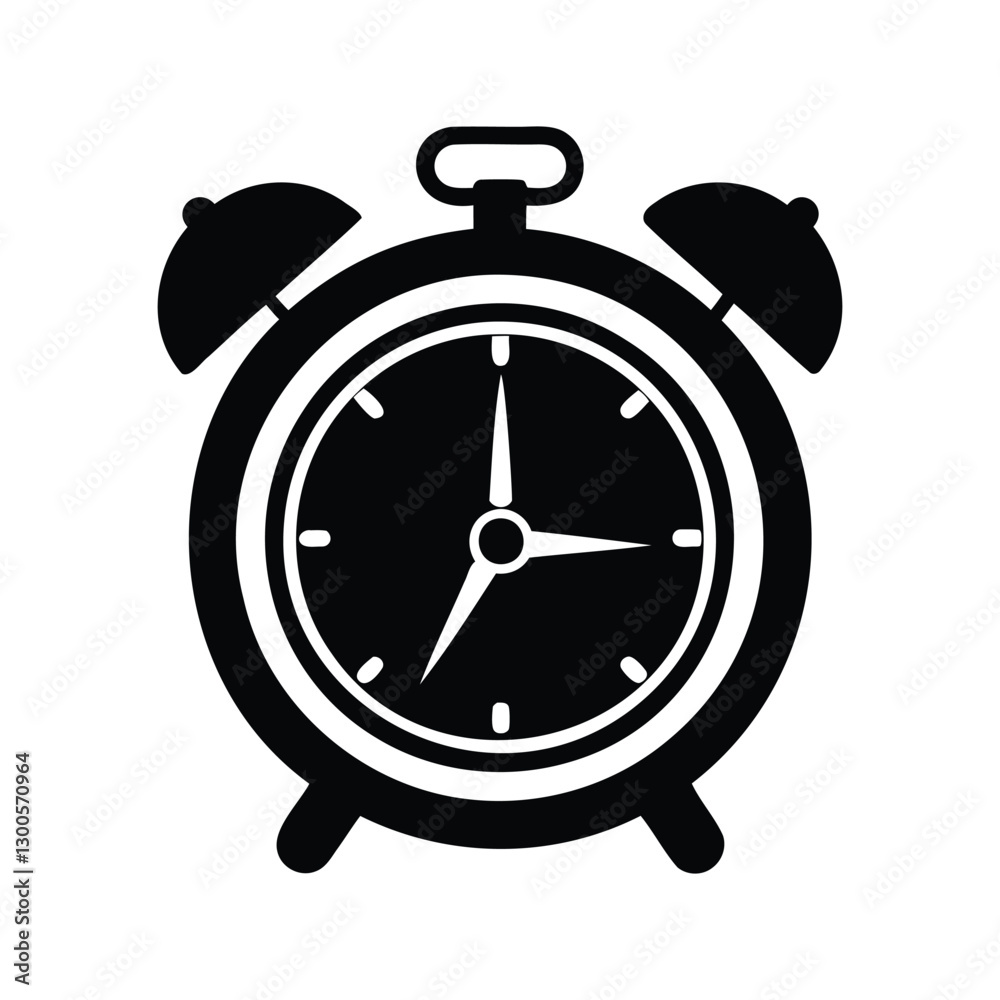 alarm clock icon of silhouette black shape vector illustration isolated on white background alarm clock icon of silhouette black shape vector illustration isolated on white background