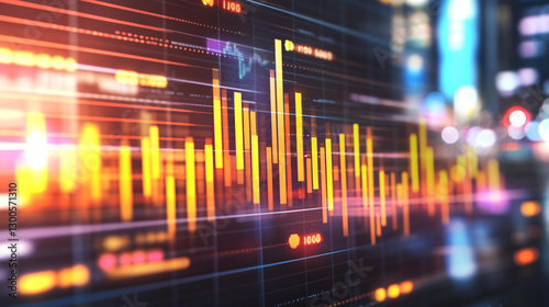 A modern 3D frosted glass graph with soft gradient lighting representing financial growth, illustrating the concept of economic progress and business development.