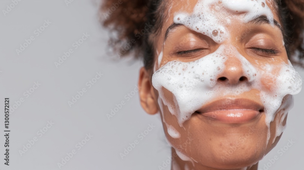 Fototapeta premium Woman using face wash