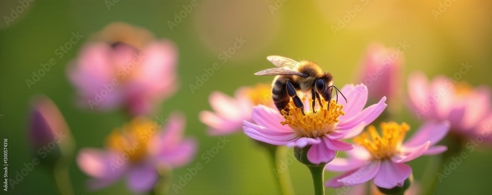 Honeybees foraging on delicate spring flowers, collecting sweet nectar , pollination, leg Honeybees foraging on delicate spring flowers, collecting sweet nectar , pollination, leg