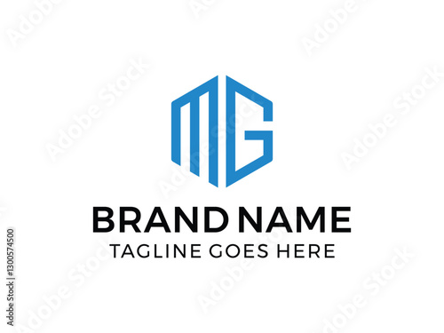 editable vector creative letter mg with hexagon symbol design illustration isolated on transparent background