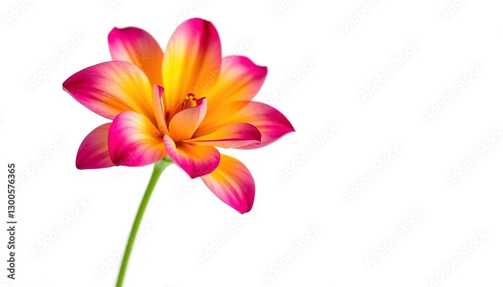 Fototapeta premium A single, vibrant bloom isolated against a pure white backdrop, illustration, high resolution