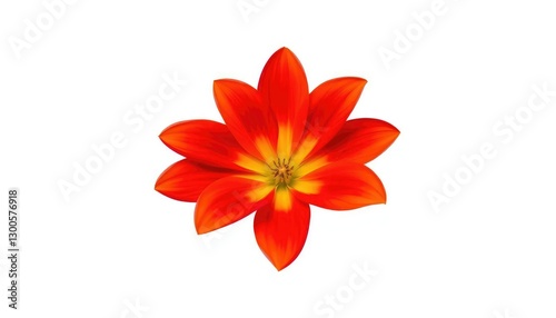 A single, vibrant flower, petals perfectly formed, isolated on pure white, garden, bloom