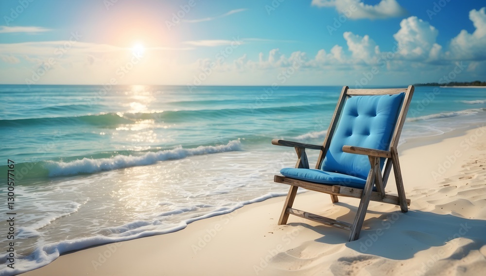 Burnout recovery stress concept. Lone beach chair Burnout recovery stress concept. Lone beach chair
