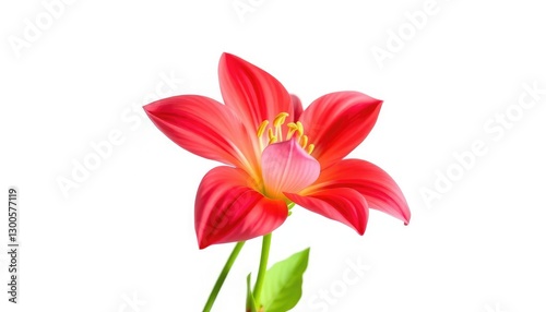 A single vibrant bloom, petals unfurled, set against a pure white backdrop, design,  flower photography