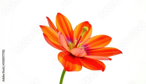 A single vibrant bloom, petals unfurled, against a pure white backdrop, vibrant, perfect