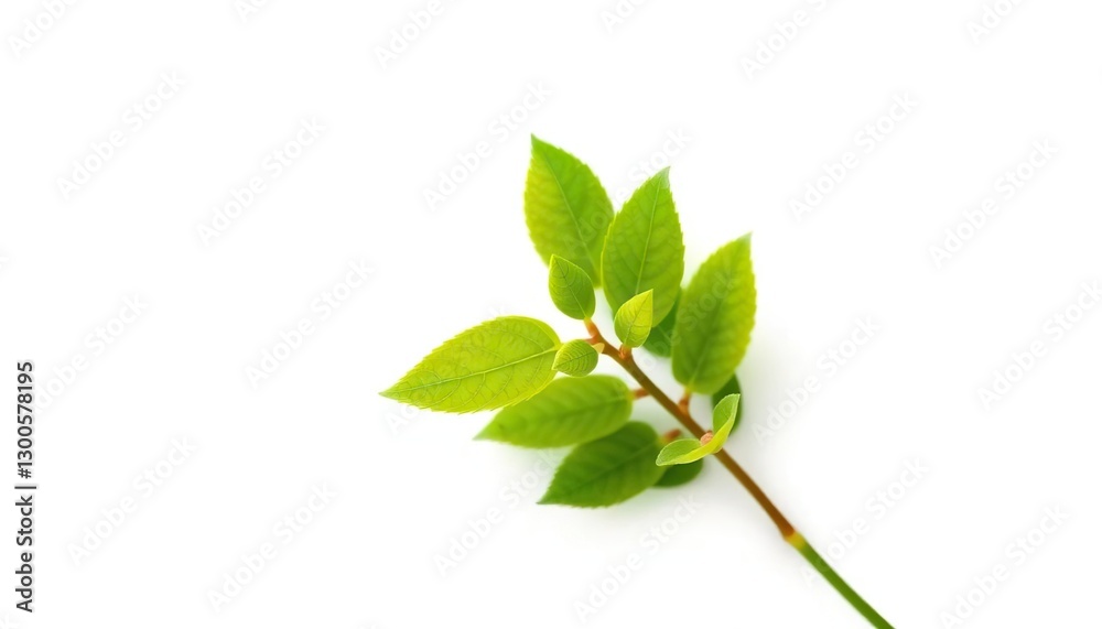 Single vibrant green plant, isolated on pure white, macro, studio shot Single vibrant green plant, isolated on pure white, macro, studio shot