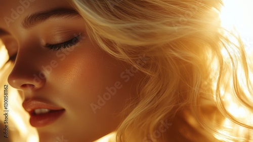 Light dances through golden strands of hair, revealing a serene moment filled with tranquility
