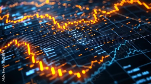 Abstract Stock Market Data Visualization: Dynamic Candlestick Charts and Price Trends