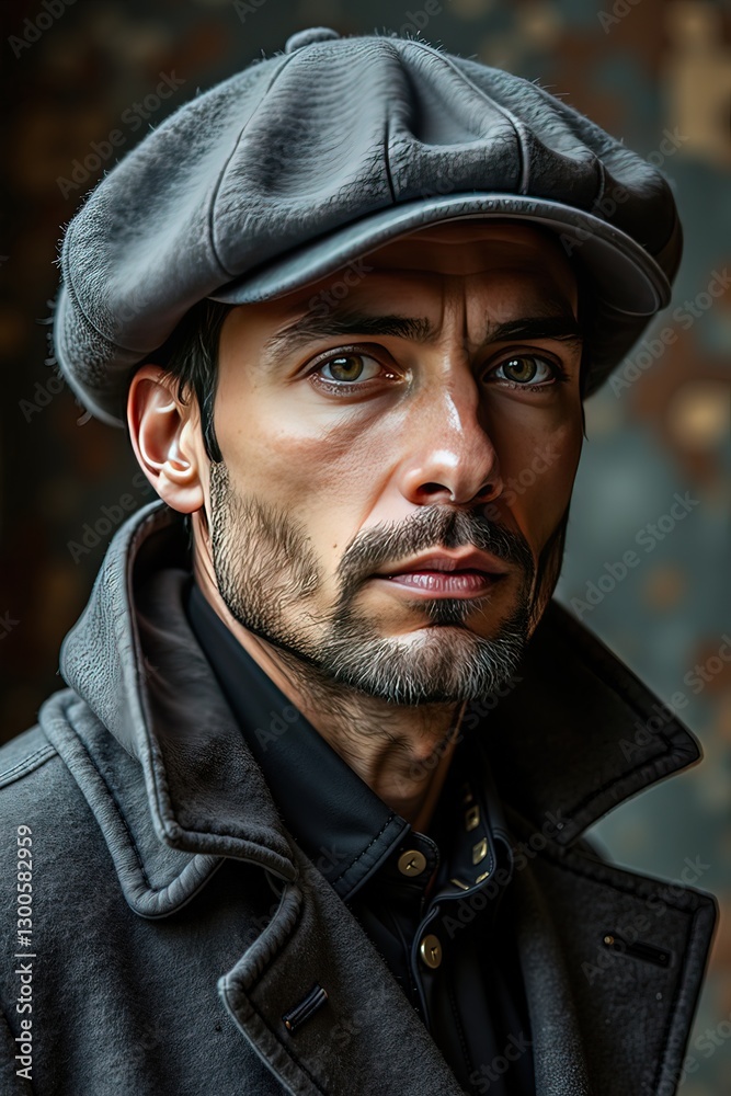 Ai uomo maturo con cappello in testa, sguardo intenso 01 Ai uomo maturo con cappello in testa, sguardo intenso 01