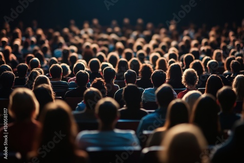 Company presentation audience in event style with dark space above