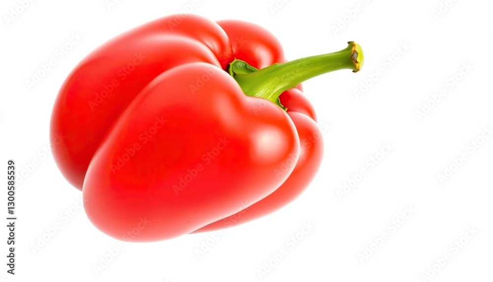 Single vibrant red bell pepper, perfectly isolated on pure white background, crisp, agriculture Single vibrant red bell pepper, perfectly isolated on pure white background, crisp, agriculture