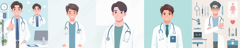 vector of smiling handsome doctor character vector of smiling handsome doctor character