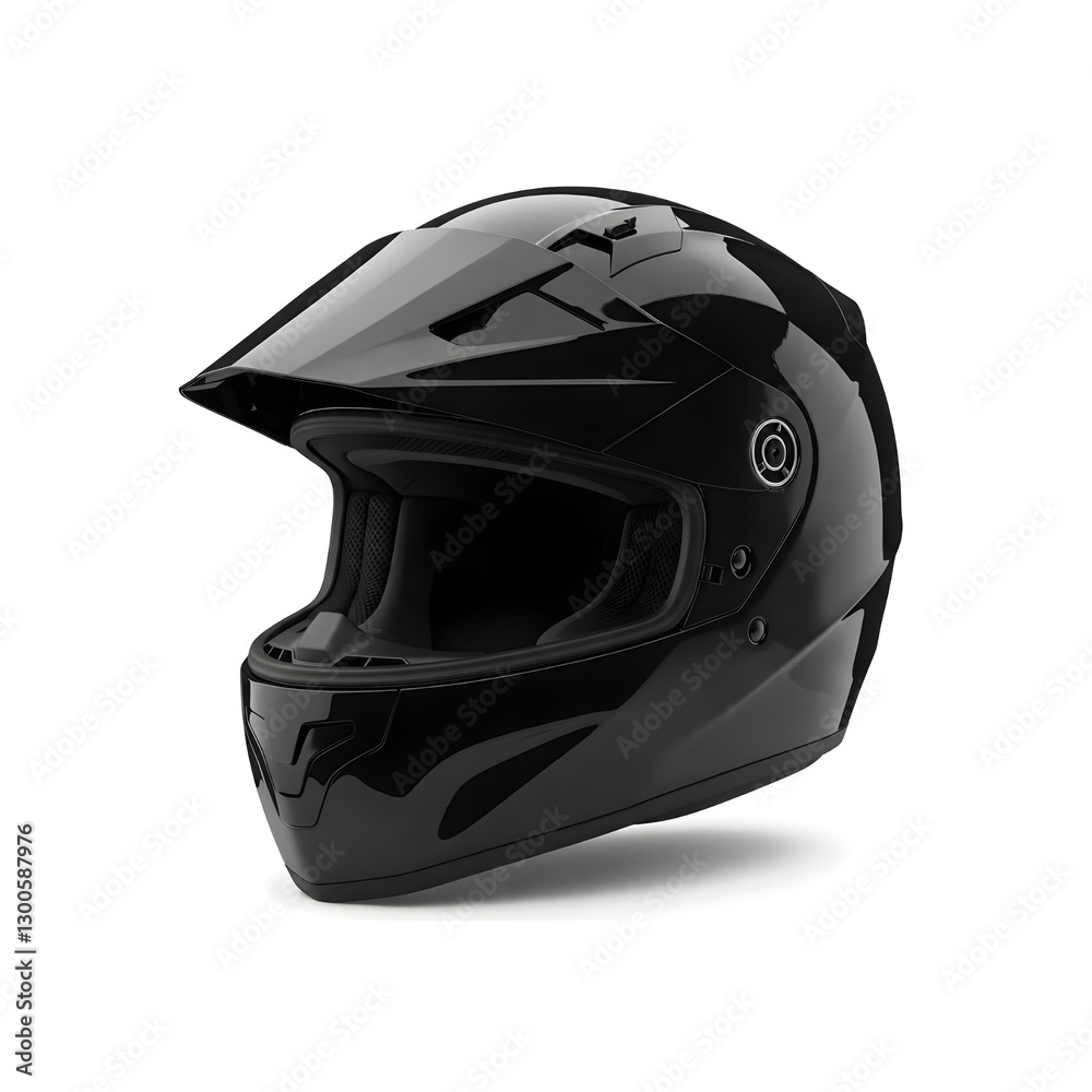 Black glossy motorcycle helmet presenting modern safety design Black glossy motorcycle helmet presenting modern safety design