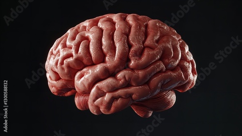 Wallpaper Mural A Mesmerizing Human Brain, Intricately Detailed And Rendered In Lifelike, Pinkish-red Hues Against A Stark Black Backdrop Torontodigital.ca