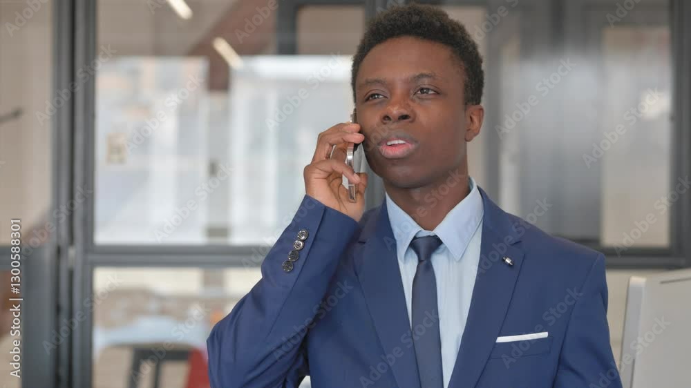 Portrait of African Businessman Talking on phone Portrait of African Businessman Talking on phone