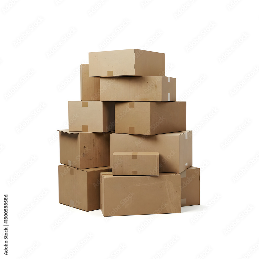 Stack of cardboard boxes forming a pyramid on white background Stack of cardboard boxes forming a pyramid on white background