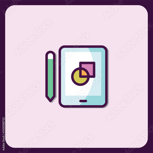 Digital Design Tablet Icon with Stylus for Graphic Editing