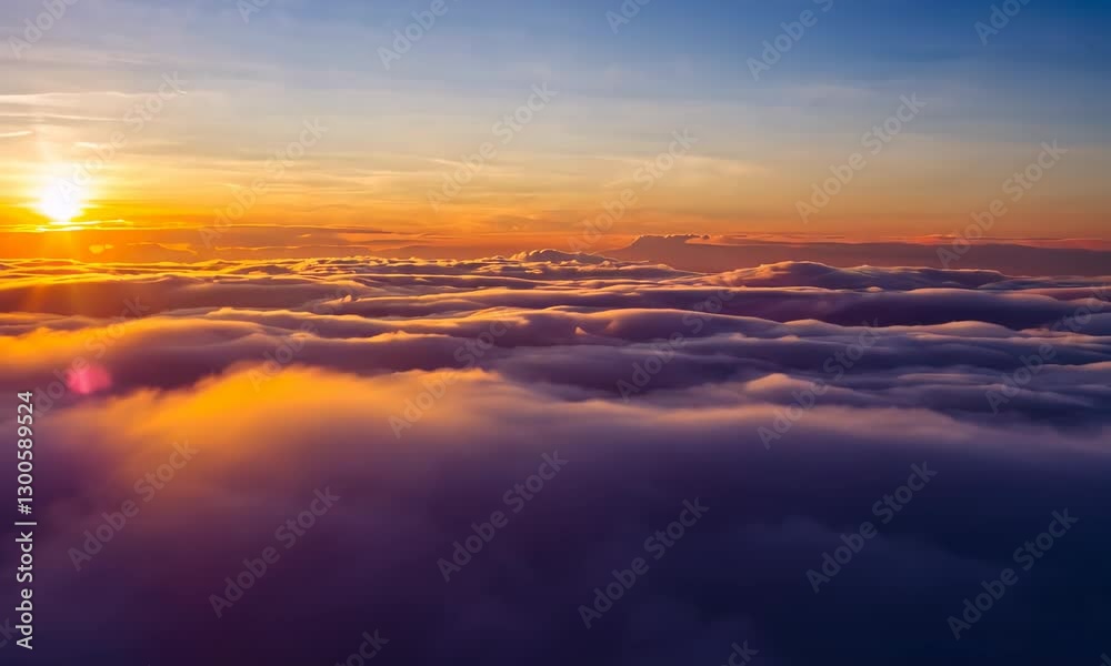 Aerial View of Clouds at Sunset with Warm Light Glow Aerial View of Clouds at Sunset with Warm Light Glow