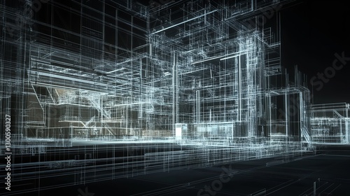 Wallpaper Mural Unveiling A Citys Digital Blueprint, A Futuristic Architectural Marvel Rendered In Ethereal Glowing Lines Against A Dark, Mysterious Night Torontodigital.ca