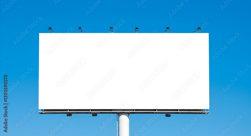 Blank Billboard Against a Clear Blue Sky Ready for Your Message