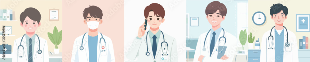vector of smiling handsome doctor character