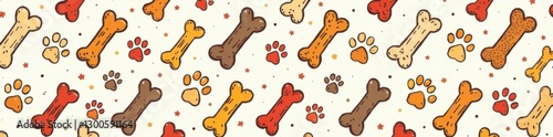 Dog Bone vector dog paw doodle Seamless pattern isolated, bone, background