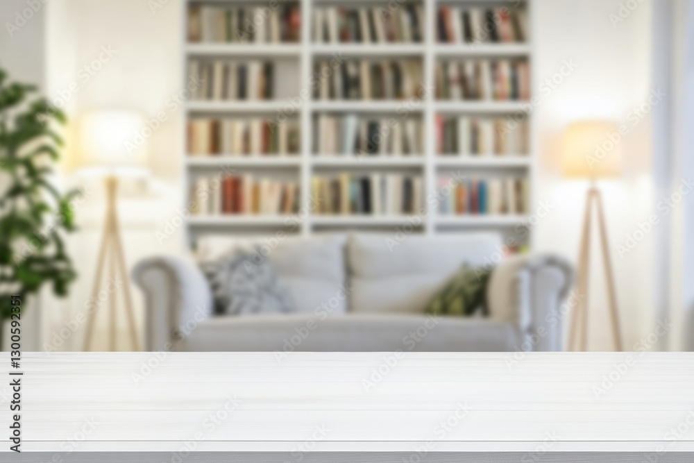 Bright white rectangular wooden table with even lighting and blurred cozy reading nook background featuring built-in bookshelf and armchair
Bright white rectangular wooden table with even lighting and blurred cozy reading nook background featuring built-in bookshelf and armchair