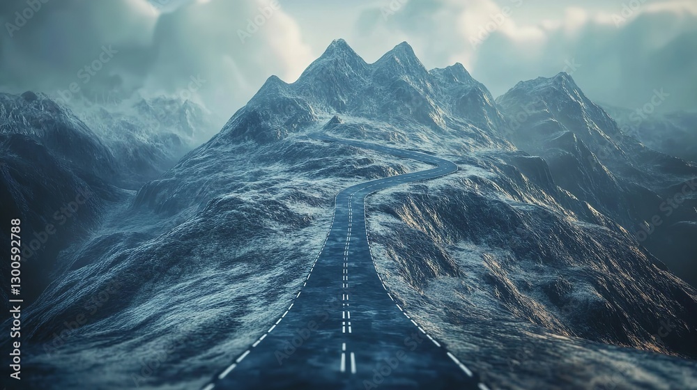 custom made wallpaper toronto digitalA Winding Road Disappearing Into A Mystical, Snow-dusted Mountain Range Under A Brooding Sky, Conveying A Sense Of Adventure And The Unknown