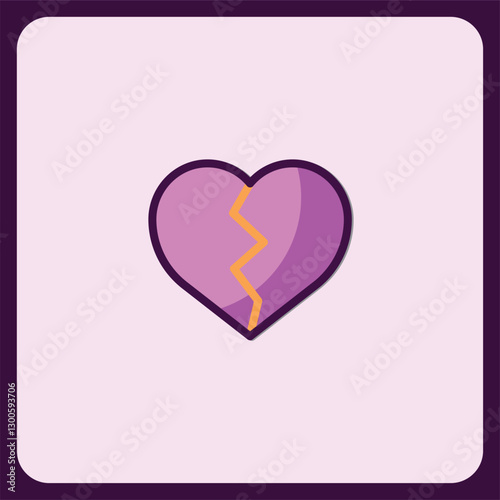 Broken Heart Illustration Design Purple and Orange Crack