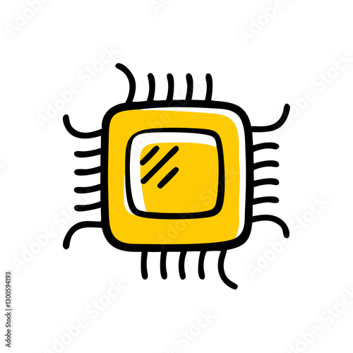 Microchip illustration, technological, stylized, on white background, copy space