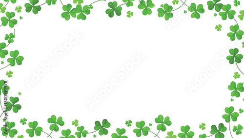 Elegant St. Patrick’s Day Shamrock Border with Lush Green Clovers for PPT and Website Background