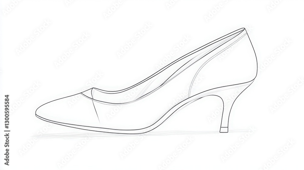 Elegant monochrome outlined kitten heel pump vector illustration design Elegant monochrome outlined kitten heel pump vector illustration design