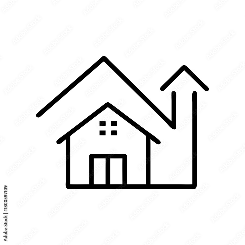 House icon with a modern design, depicting a simple black outline House icon with a modern design, depicting a simple black outline