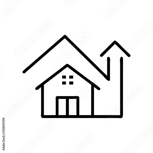 House icon with a modern design, depicting a simple black outline