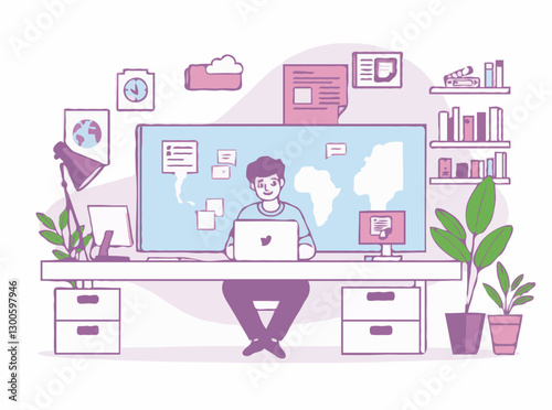 Remote Freelancing Collaboration Illustration