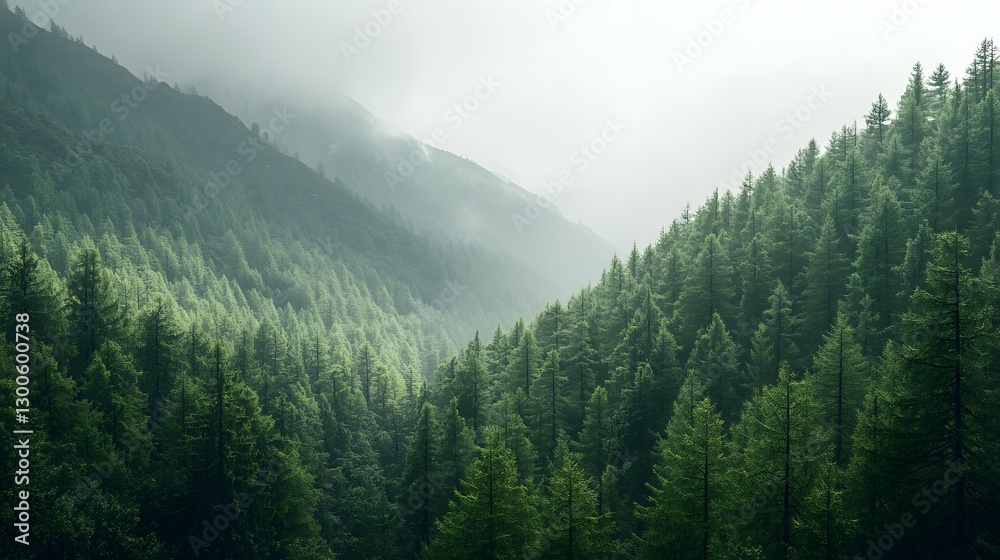 A dense forest of tall, green pine trees in the mountains A dense forest of tall, green pine trees in the mountains