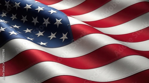 Dramatic Waving American Flag with Stars and Stripes Close-Up – A Symbol of U.S. Patriotism, Freedom, and Unity, Ideal for Memorial Day, Independence Day, and Celebratory Themes