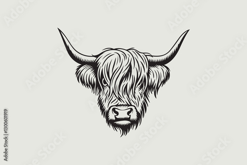 Majestic Highland Cow Illustration 
 vector