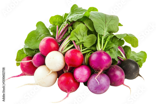 A collection of colorful radishes in red, purple, and transparent background, PNG, isolated on transparent background, PNG